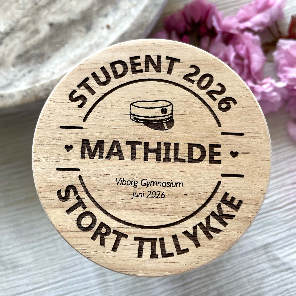 Personaliseret krukke med trælåg - Student
